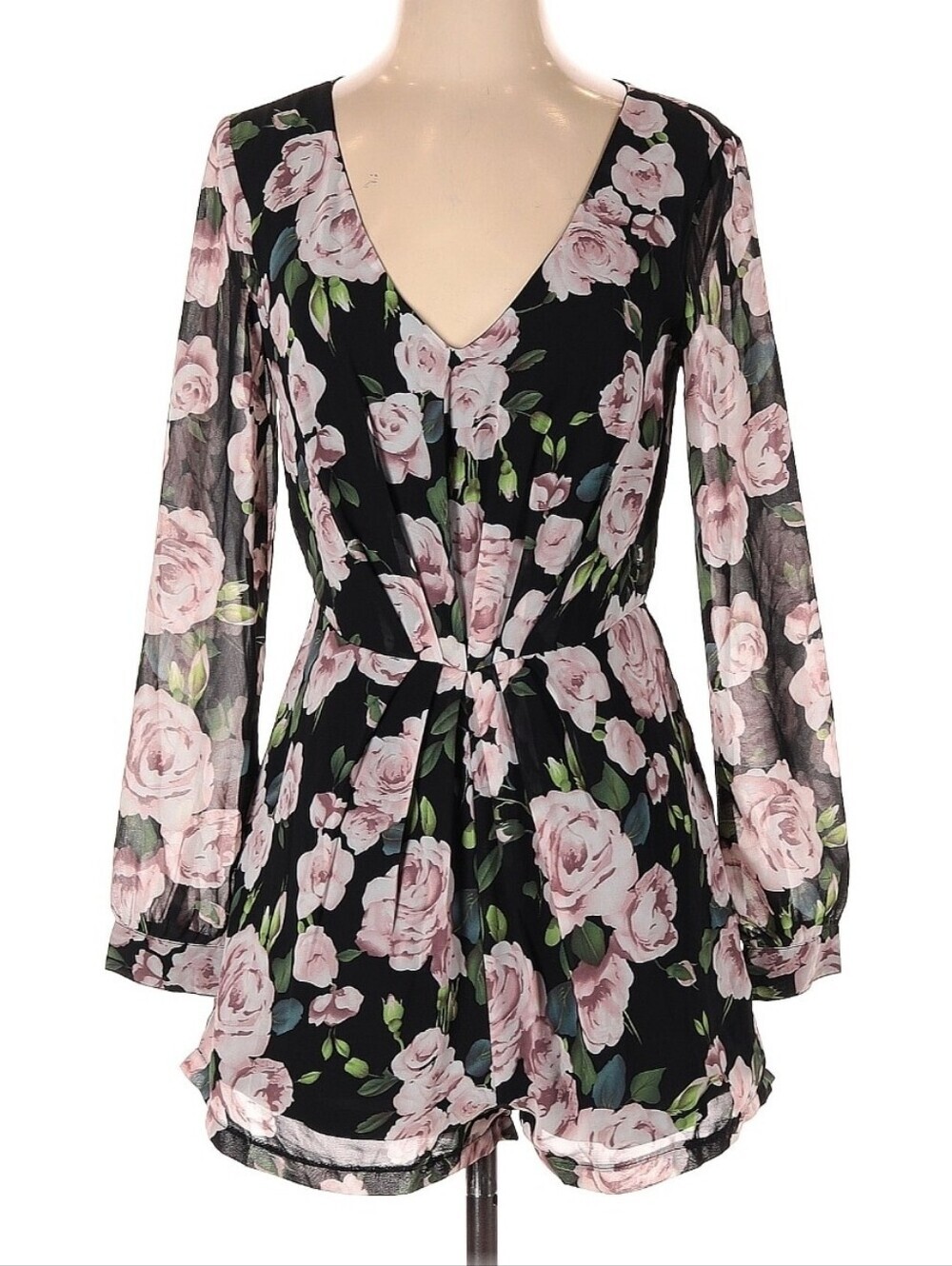 Ally Australia Size 6 Floral Sheer Sleeve Romper